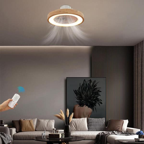 OUKANING 20 in. Indoor Wood Color and White Modern Round Enclosed