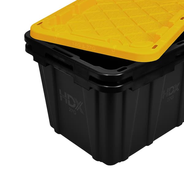 HDX 27 Gal. Tough Storage Tote in Black and Yellow 999-27G-HDX