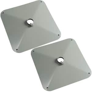 14 in. Square Gray Polyester Powder Coated 9-Gauge Steel Muck Footpad for Dock Post Pipes in Boat Dock Systems, 2-Pack