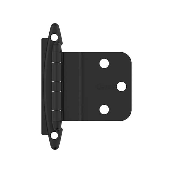 Amerock Matte Black 3/8 in (10 mm) Inset Non-Self Closing, Face Mount Cabinet Hinge (2-Pack)