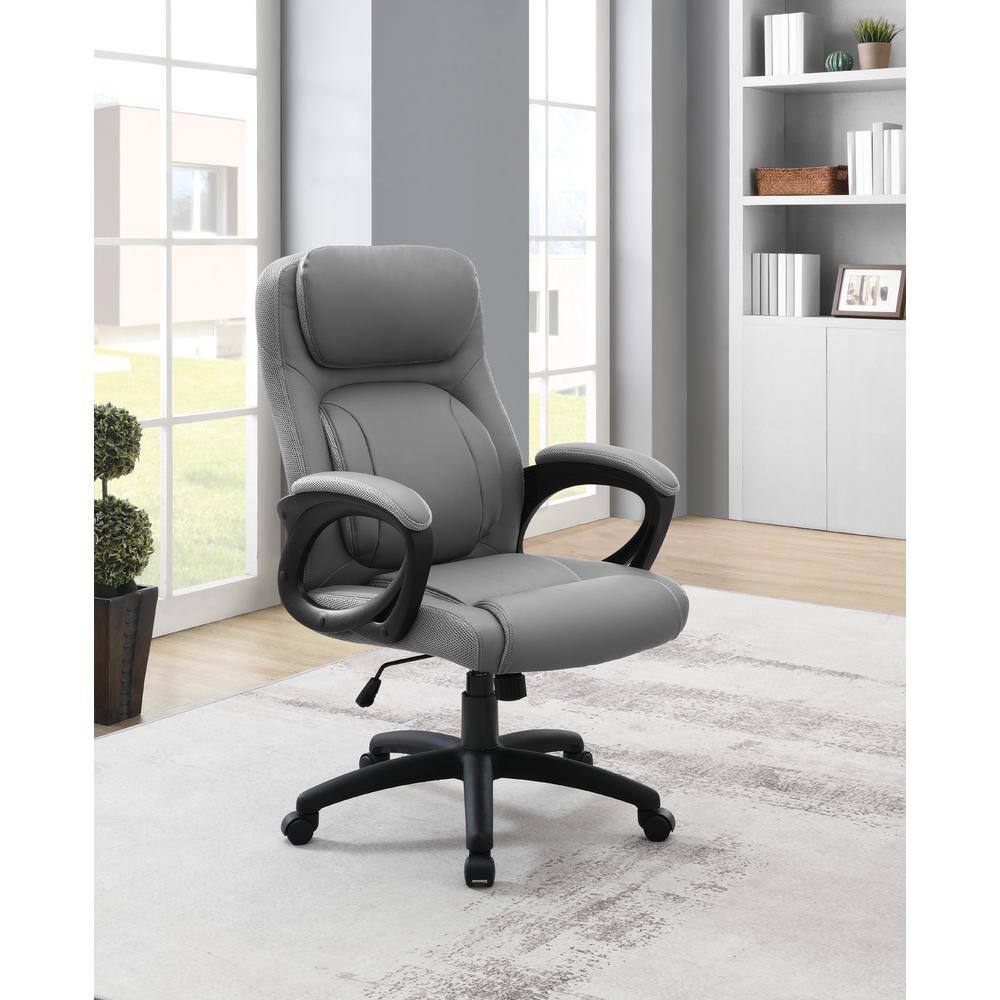 Taupe Faux Leather Executive Swivel Office Chair with Padded Arms