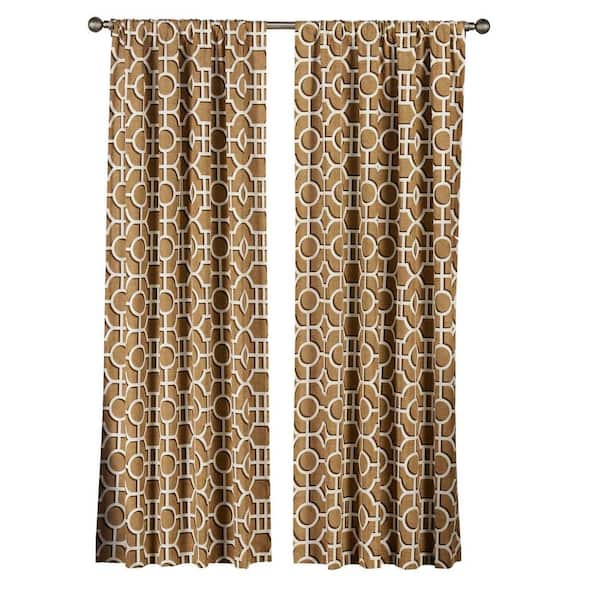 Creative Home Ideas Semi-Opaque Lenox 100% Cotton Extra Wide 84 in. L Rod Pocket Curtain Panel Pair, Rust (Set of 2)
