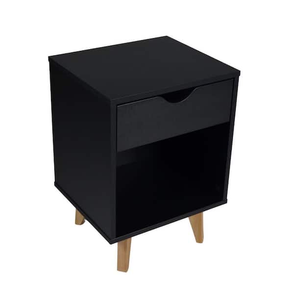 HomeRoots Black 1 Drawer 16 in. W Nightstand