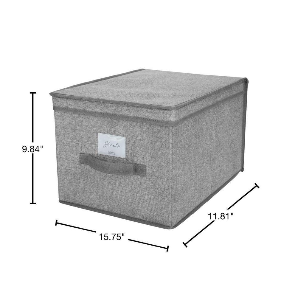 Large Gray Foldable Polypropylene Storage Bin with Lid