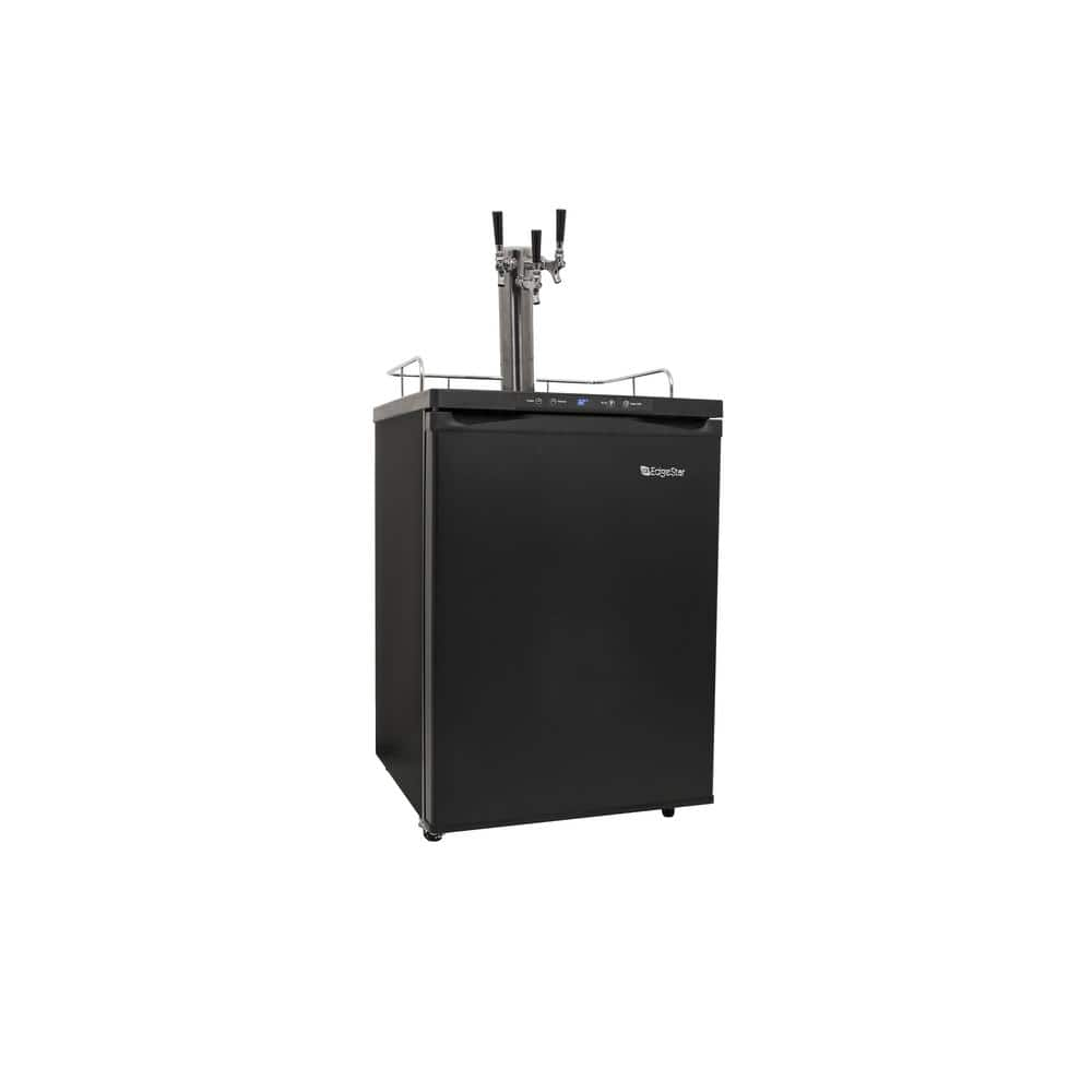 Triple Tap 24 in. Full Size Beer Keg Dispenser with Digital Display in Black -  EdgeStar, KC3000TRIP