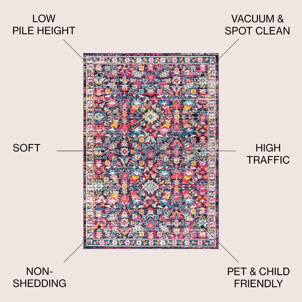 Ivory Rectangular 8' x 10' Stain-Resistant Synthetic Area Rug