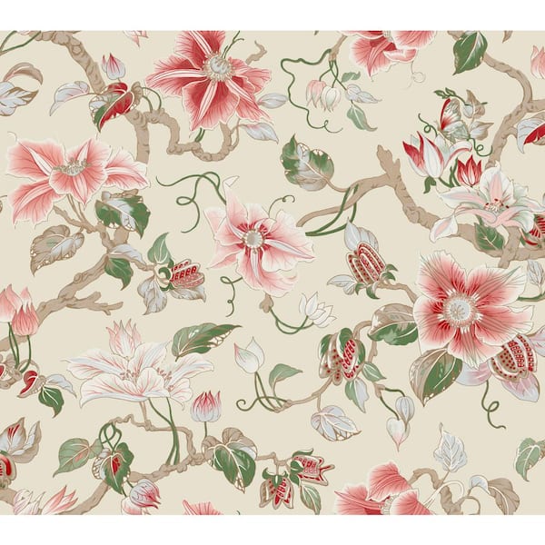 Marguerite Vine Cream Pink Wallpaper
