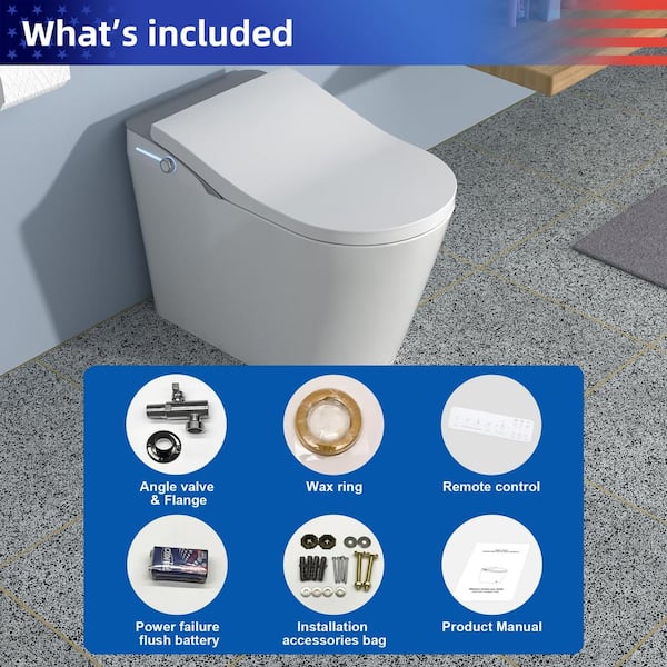 RAINLEX Elongated Smart Bidet Toilet with Heated Seat and Remote Control
