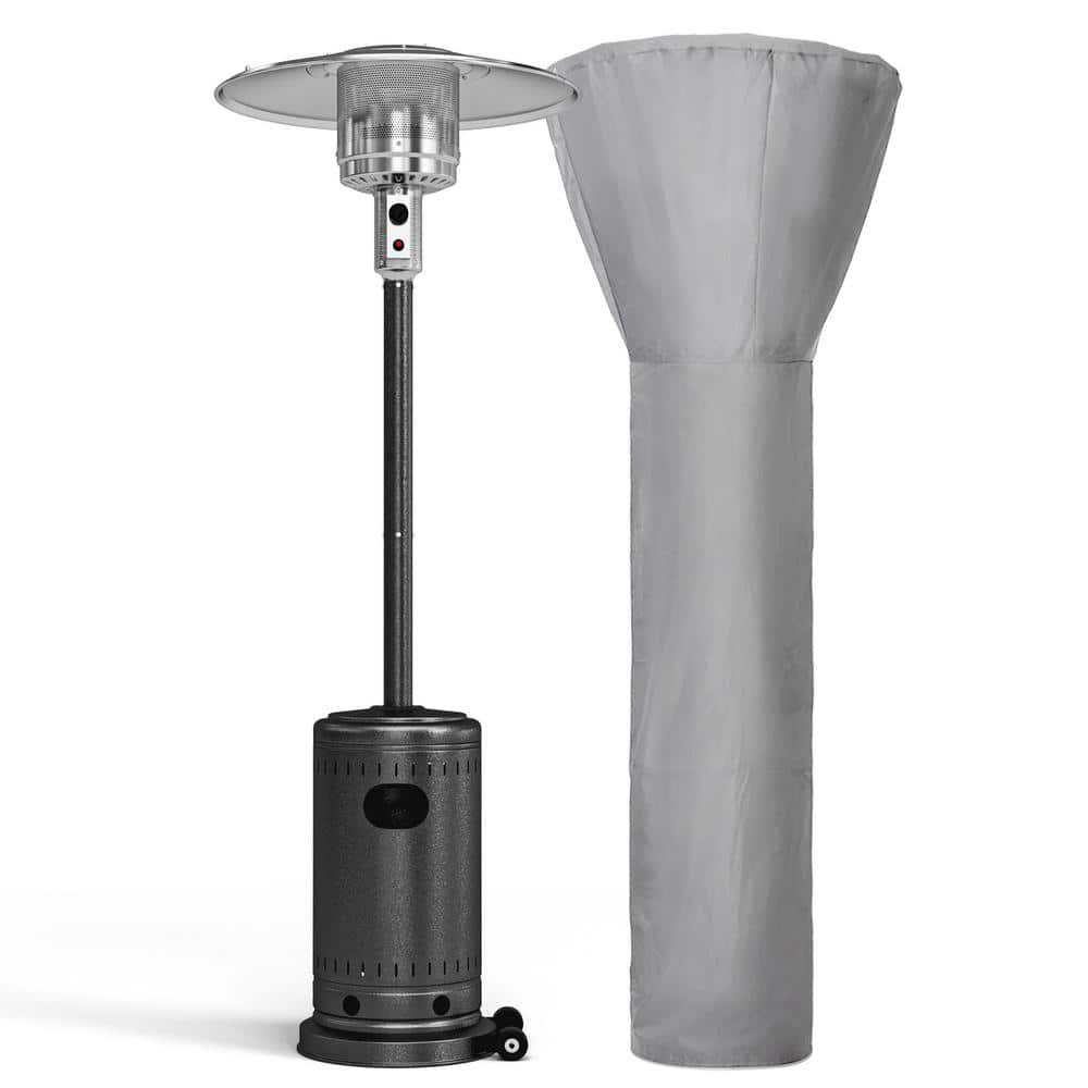 PamaPic 48000 BTU Commercial Propane Silver Gray Patio Heater with Cover and Wheels