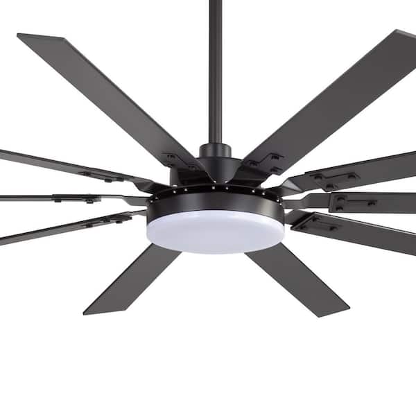 Archer 72 in. Integrated LED Indoor Matte Black Ceiling Fan with Light and Remote Control Included