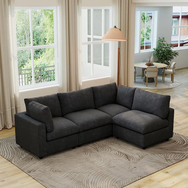 Magic Home Modular Cloud Couch 134 in. Square Arm Chenille