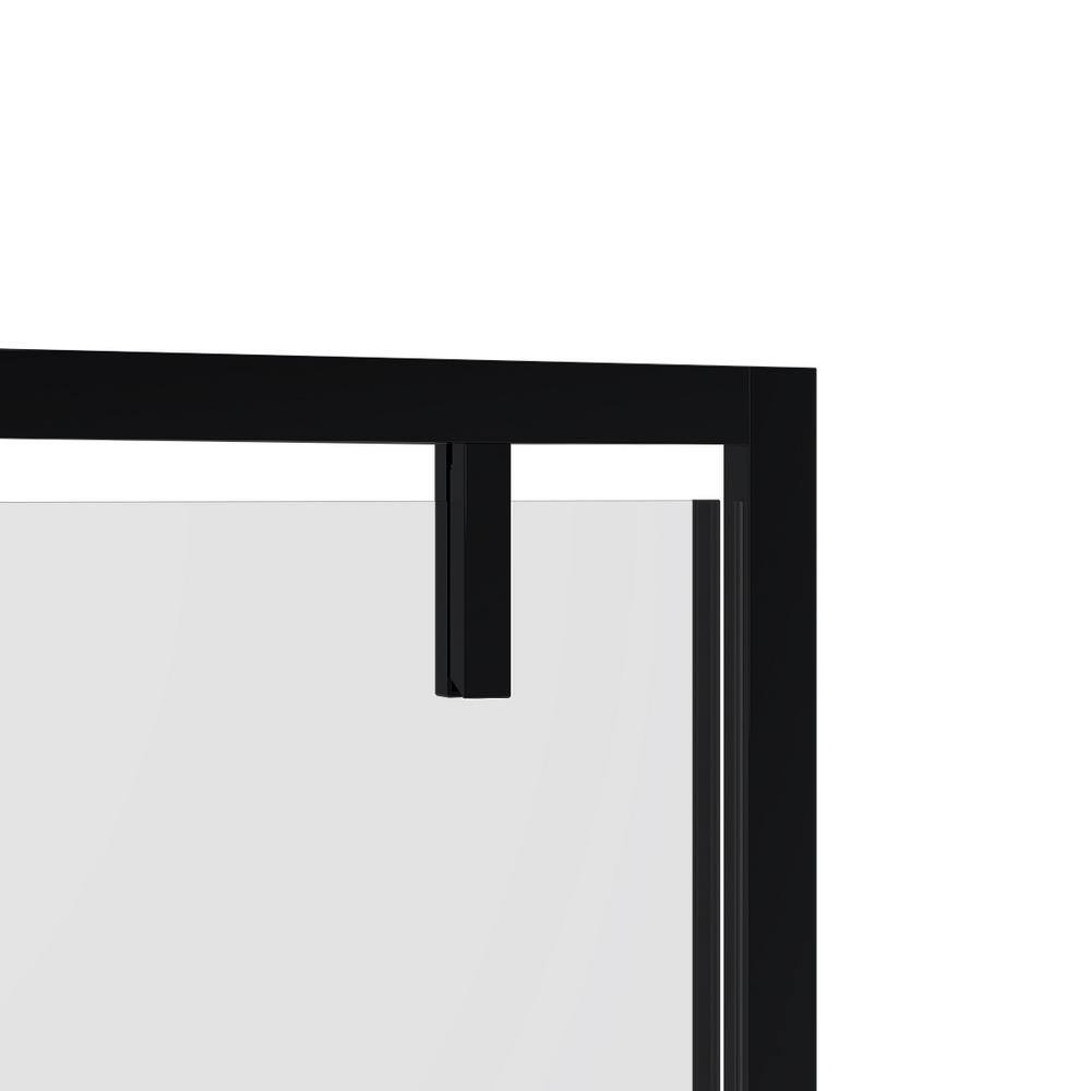 Black 40'' x 77'' Framed Tempered Glass Shower Door