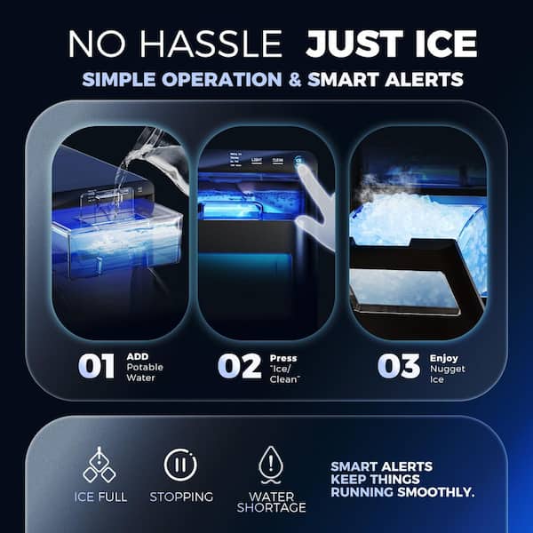 SIMZLIFE 9.6 in. 45lb/24H Nugget Ice Countertop Portable Ice Maker