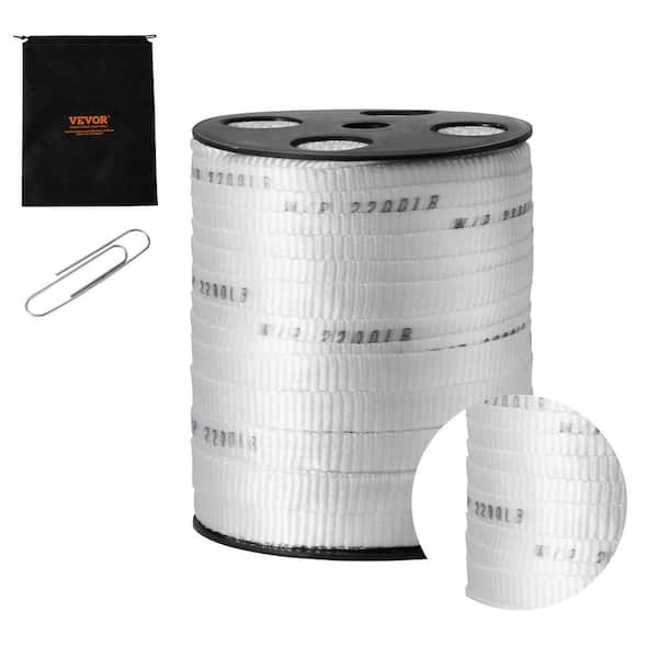 VEVOR Polyester Pull Tape 5/8 in. x 318 ft. Tape Flat Rope 2200 lbs. Tensile Capacity Cable Pulling Tape, White