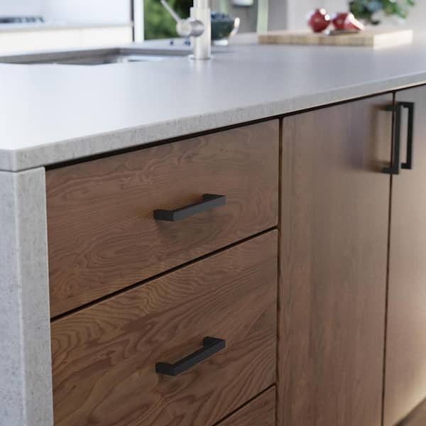 10-Pack Simple Modern Square 5-1/16 in. (128 mm) Modern Matte Black Cabinet Drawer Pulls