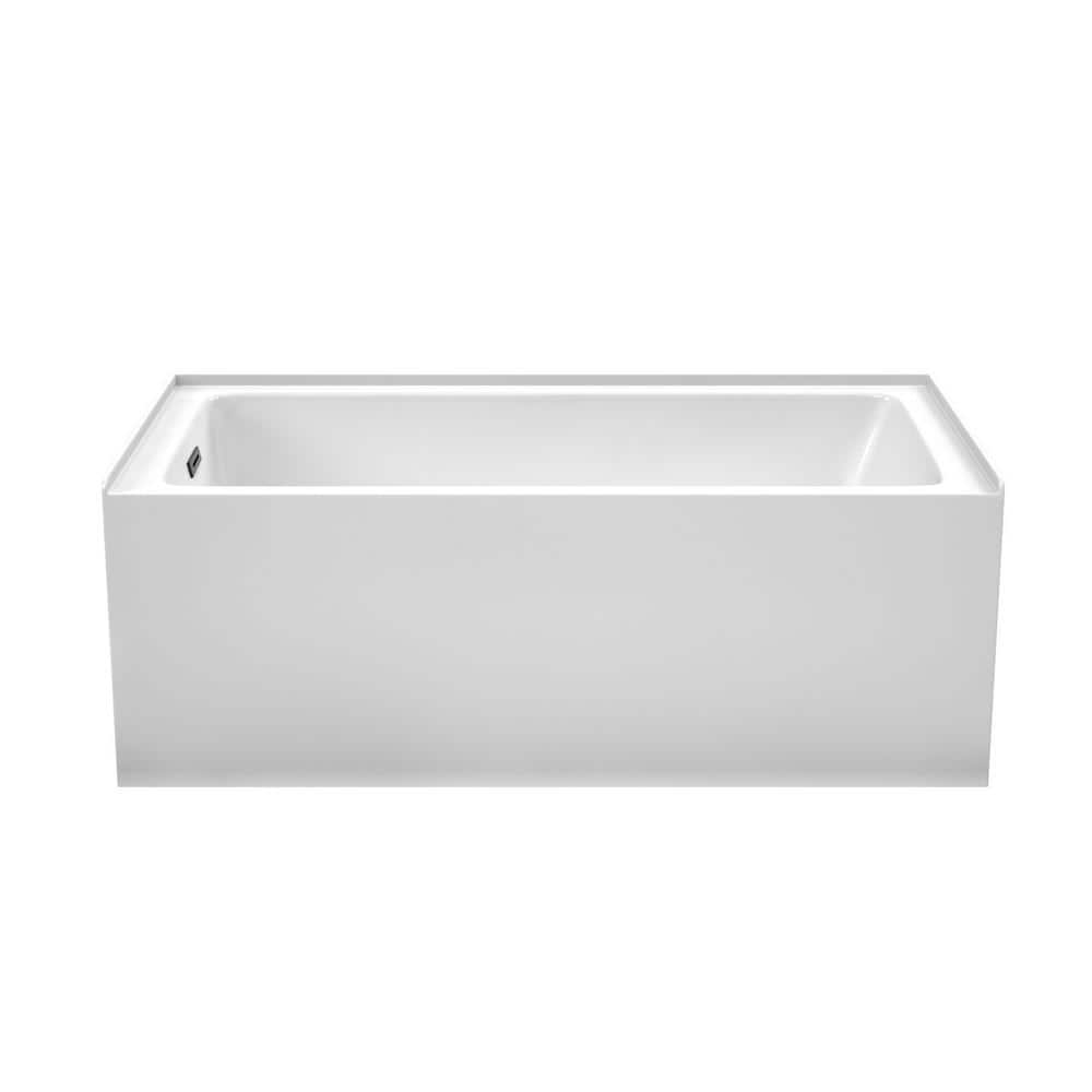 Grayley 60-Inch White Acrylic Alcove Bathtub with Matte Black Trim
