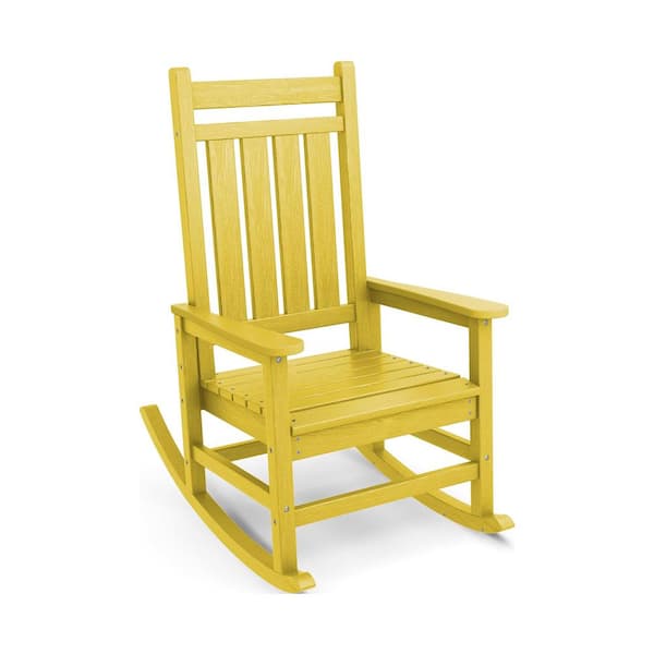 ITOPFOX Yellow Plastic Outdoor Rocking Chair