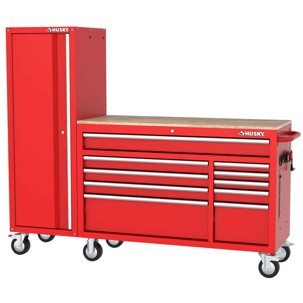 Modular Tool Storage 72 in. W Standard Duty Red Mobile Workbench Cabinet wi