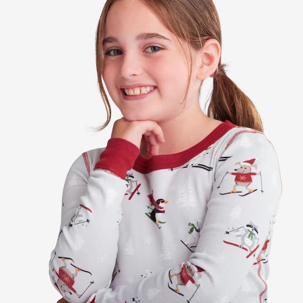 The Company Store Company Cotton Organic Family Snug Fit Ski Animal Kids 10 Grey/Multi Pajama Set