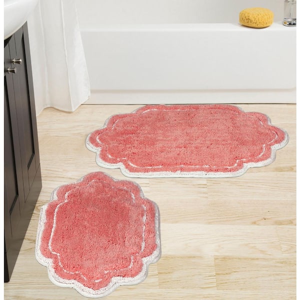 Allure Collection 100% Cotton Tufted Non-Slip Bath Rug, 21 in. x54 in.  Runner, Coral
