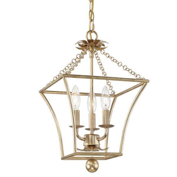 Mini Antique Gold Crystal 3-Light Lantern