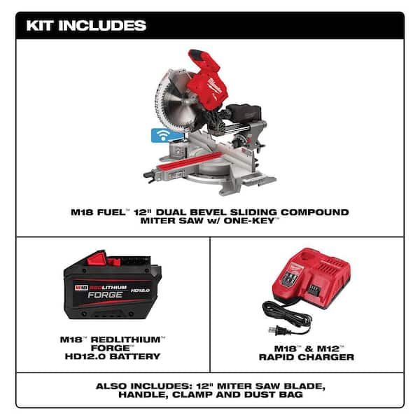 M18 FUEL 18V Lithium-Ion Brushless Cordless 12 in. Dual Bevel Sliding Compound Miter Saw Kit with One 12.0Ah Battery