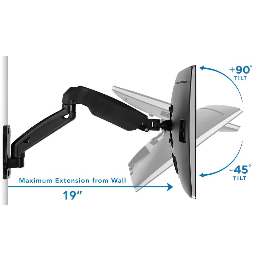Black Adjustable Full Motion Wall Mount Monitor Arm