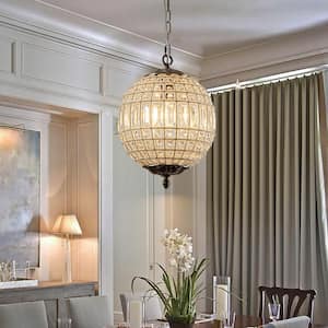 Allenglade 1-Light Unique Antique Bronze Globe Chandelier with Crystal Accents