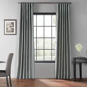 Storm Grey Textured Rod Pocket Blackout Curtain - 50 in. W x 120 in. L (1 Panel)