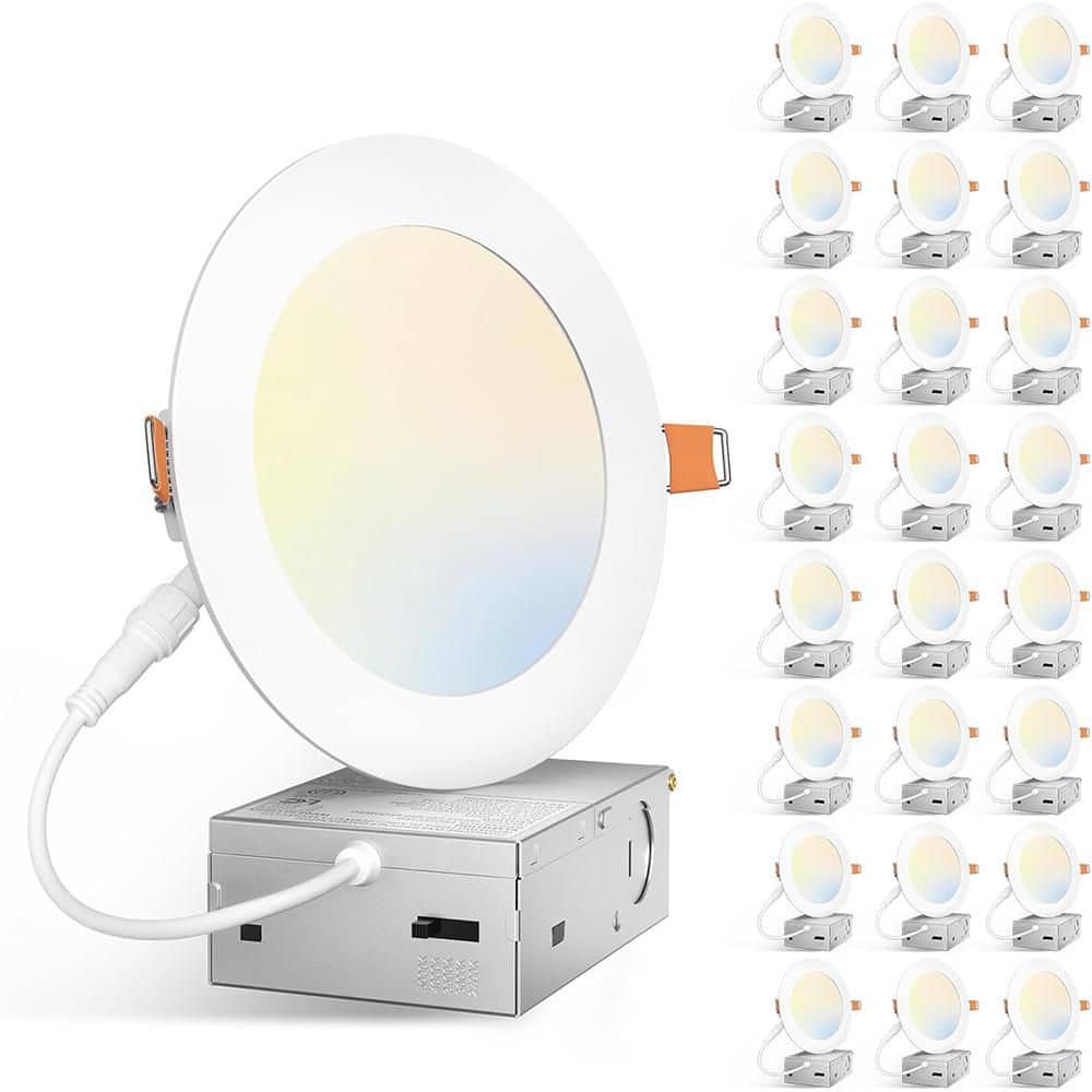 24pack 3 in. 5CCT Dimmable Ultra-Thin Integrated LED Recessed with Junction Box, 2700K to 5000K Selecttable 360Lumens price history on PriceWatchPro