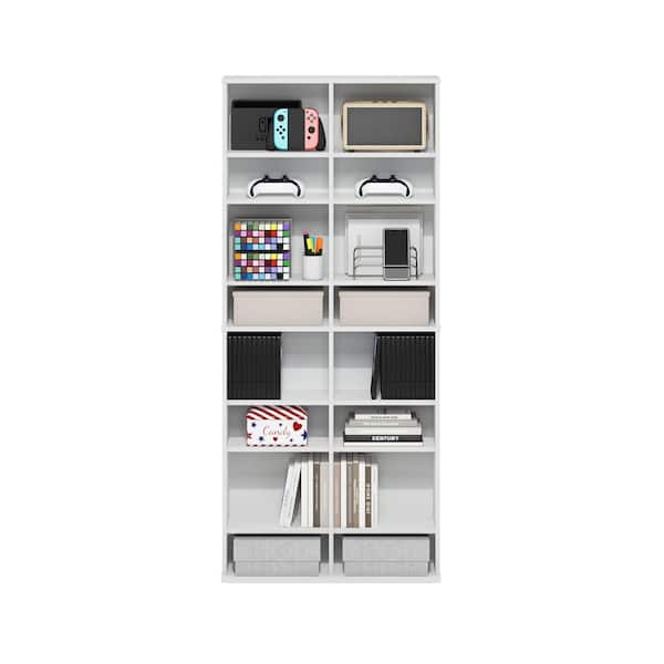 Furinno JAYA White 16-Shelf Multimedia Media Storage Tower Rack