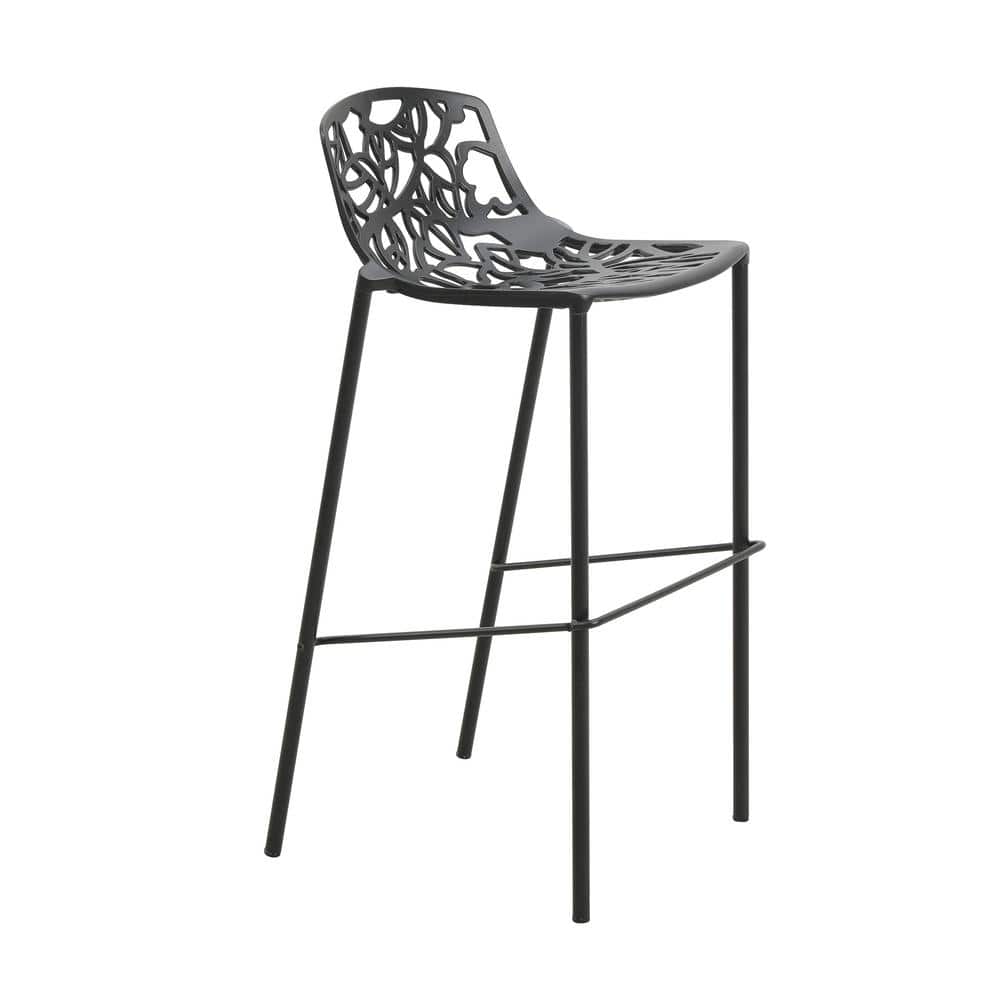 Leisuremod Devon MidCentury Modern Aluminum Outdoor Bar Stool with