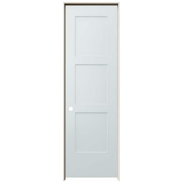 JELD-WEN 24 in. x 80 in. Birkdale Light Gray Paint Right-Hand Smooth Solid Core Molded Composite Single Prehung Interior Door