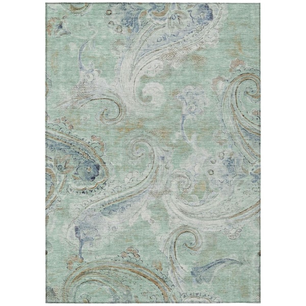 Chantille Machine Washable Indoor/Outdoor Abstract ACN2748 Aqua 10 ft. x 14 ft. Area Rug