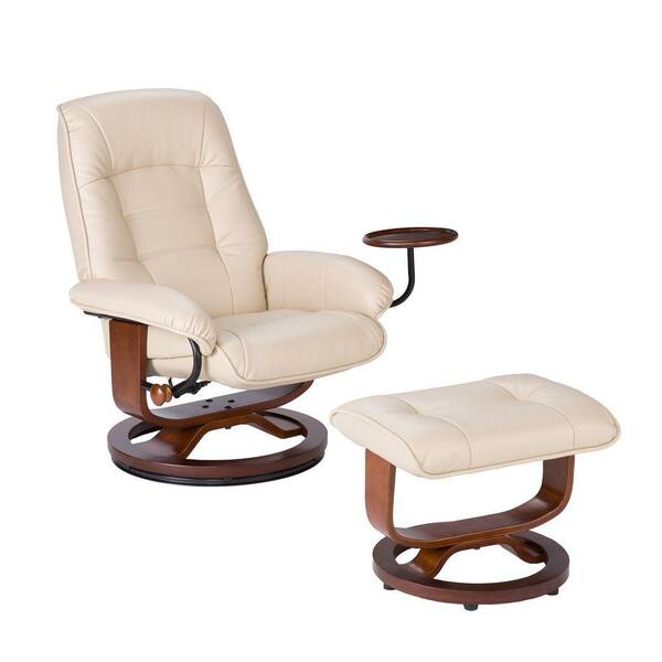 Southern Enterprises Taupe Leather Reclining Chair with Ottoman
