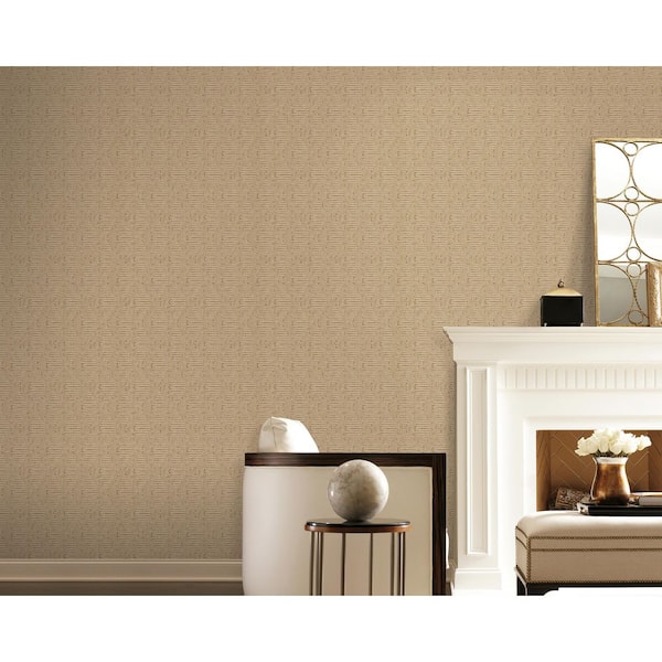 Elegance Collection Bronze Loose Weave Pearlescent Finish Non-Pasted Non-Woven Wallpaper Roll