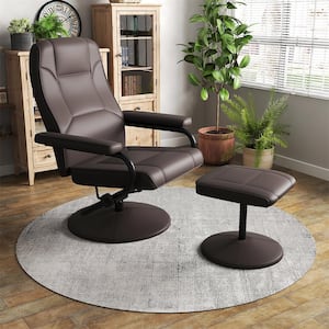 Recliner Home Brown Chair Swivel Armchair Lounge Seat with Footrest Stool Ottoman