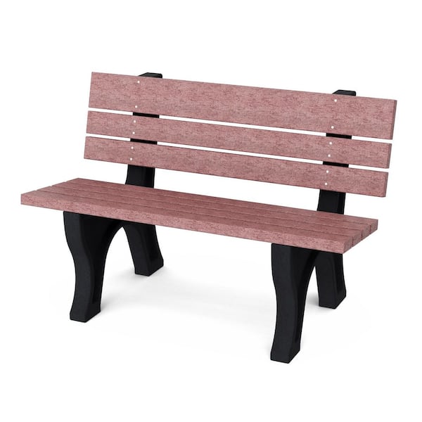 Wildridge Heritage 4 ft. Cherrywood and Black HDPE Plastic Outdoor Park Bench