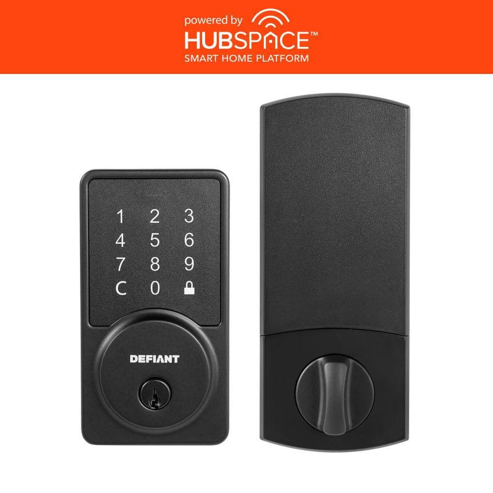 Square Matte Black Electronic Single Cylinder Deadbolt Wi-Fi Enabled Powere