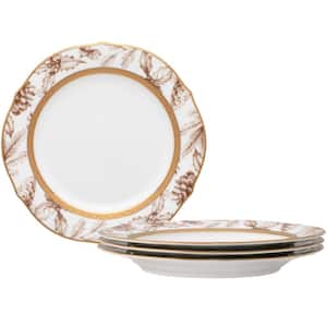 Charlotta Gold 9 in. (Gold) Porcelain Holiday Harvest Accent Plates, (Set of 4)