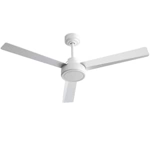 52 in. Indoor/Outdoor Modern White Downrod Ceiling Fan without Lights, 6-Speed Remote Control