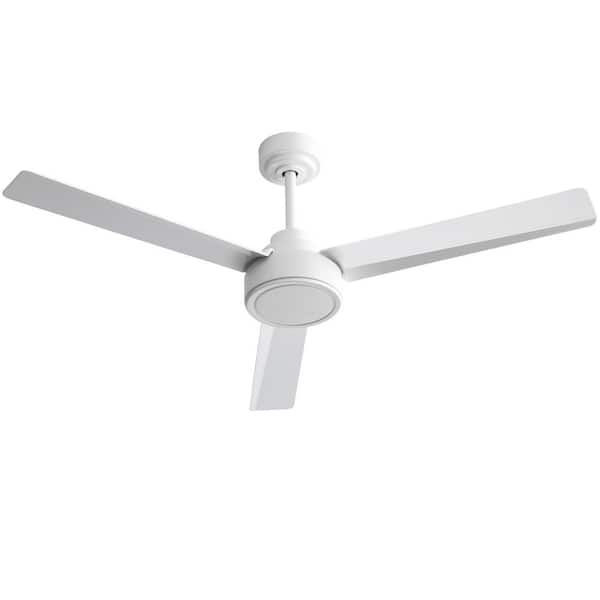 Sofucor 52 in. Indoor/Outdoor Modern White Downrod Ceiling Fan without Lights, 6-Speed Remote Control