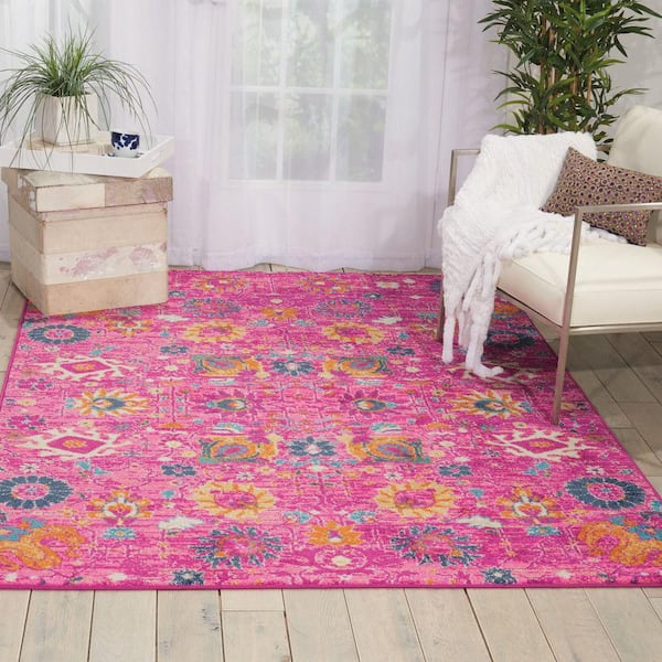Passion Fuchsia 5 ft. x 7 ft. Floral Transitional Area Rug