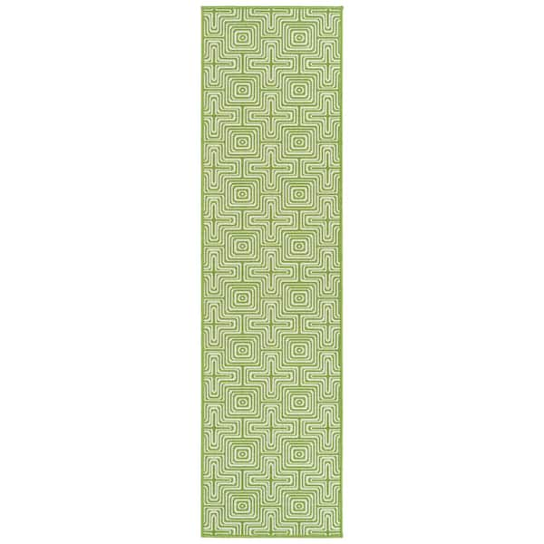 Kaleen Amalie Lime Green 2 ft. 2 in. x 8 ft. Indoor/Outdoor Runner Rug