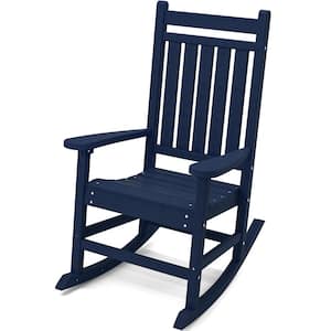 Oversized HDPE Resin Outdoor Patio Rocking Plastic Adirondack Chair in Navy