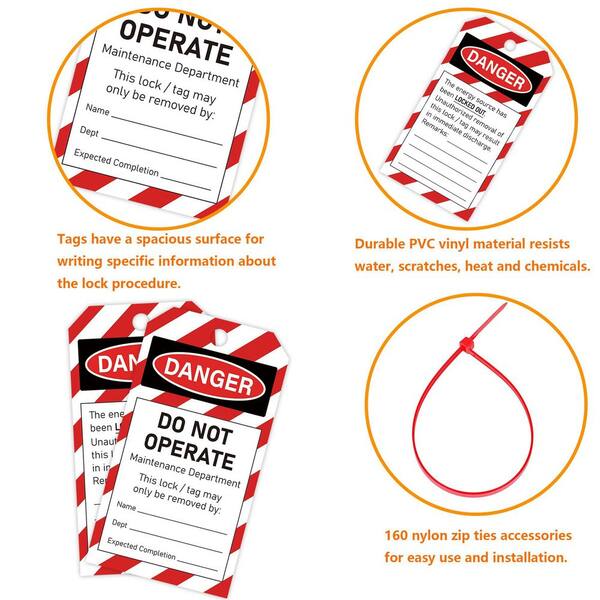 50-Pack Lockout Tagout Tags with Zip Ties, Do Not Operate