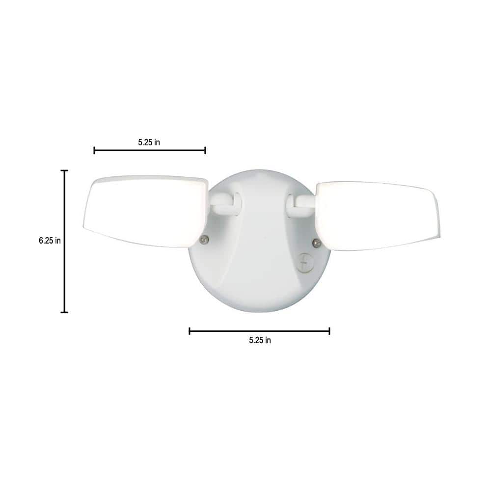White Dual Head LED Outdoor Floodlight with Frosted Lens