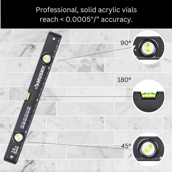 Husky 903 24 in. Heavy-Duty Magnetic Box Beam Level 903X-42PM-24H