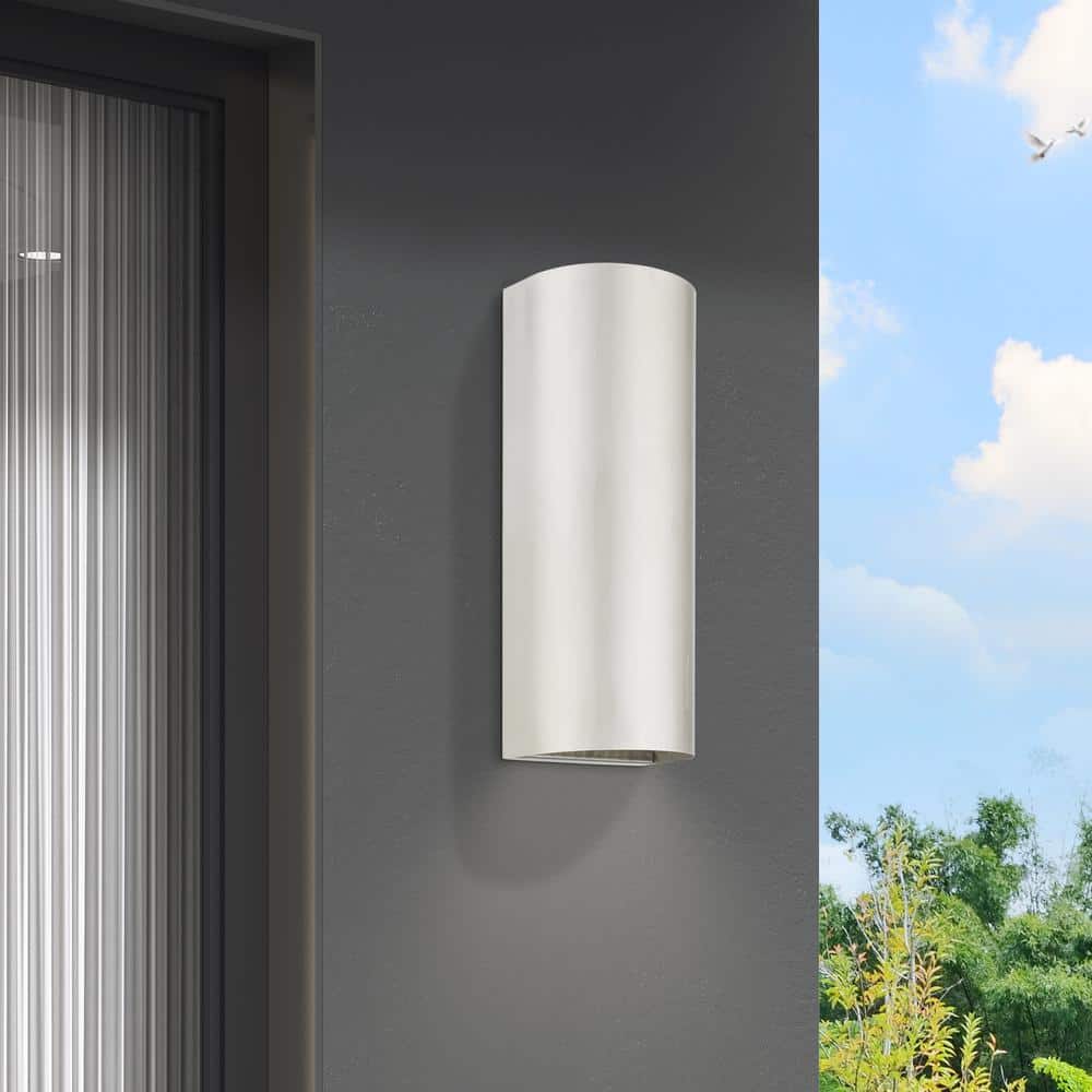 Bond Brushed Nickel Half Cylinder Outdoor Wall Sconce