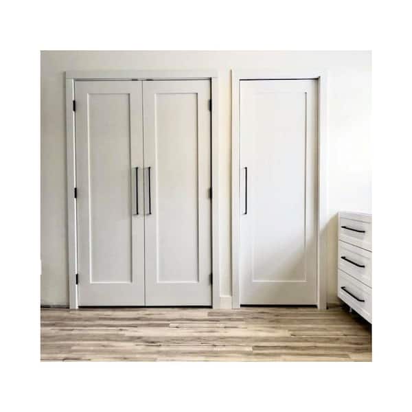 DIY RTA Kit 30 in. x 80 in. Shaker 1-Panel Right-Hand Primed Solid Core MDF Wood Single Ready To Assemble Interior Door